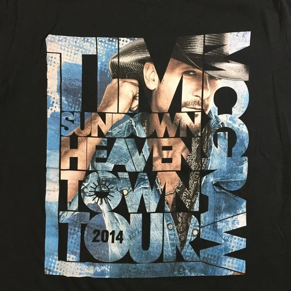 Tim‎ McGraw 2014 Sundown Heaven Town Concert T-Shirt Size Medium ~ Black